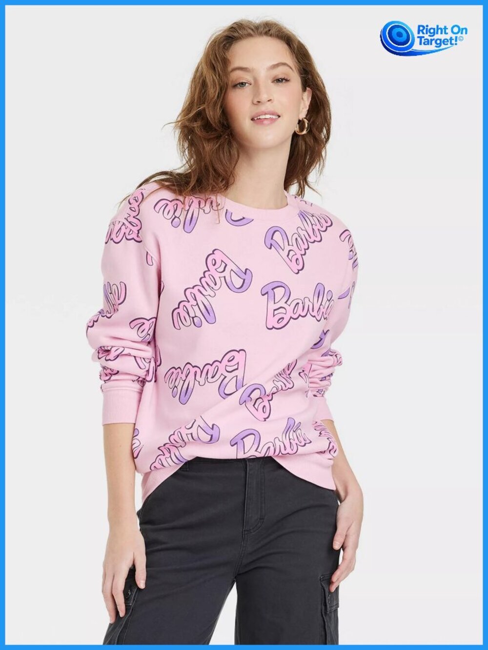XL - Womens Barbie Logo Print Graphic Sweatshirt - Pink